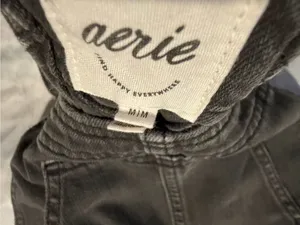 aerie baggy gray Cargo Denim Overalls wide leg size M thumbnail 15