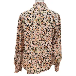 Sanctuary -665 NWT Kylie Smocked Top Long Sleeve Blouse Black Blush Floral‎ M thumbnail 3