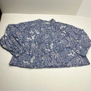 Sundry SZ 3 Large 12 Wild Floral Henley Purple Blouse Boho Top Women Long Sleeve thumbnail 1