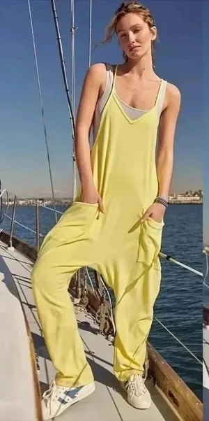 Free People FP Movement Hot Shot Onesie Jumper in Bright Yellow Size XL thumbnail 1