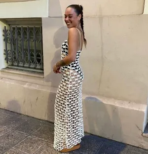 ZARA Crochet Dress Maxi Knit thumbnail 6