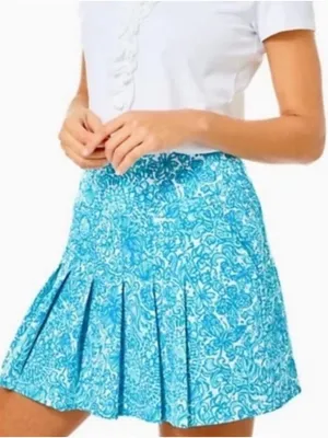 Lilly Pulitzer Priska‎ Skort Womens 4 Blue White Took Me By Sunrise Pleated thumbnail 1