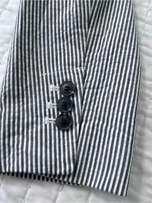 LOFT Women’s 6 Gray and White Stripes Blazer with Shoulder Pad Business Casual thumbnail 14