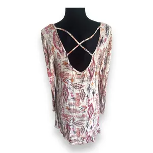 Billabong Womens Dress Sz S Cross Back Mini Babydoll Boho Hippie‎ Tribal Print thumbnail 6