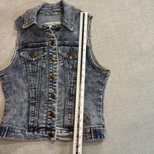 Paris Blues Denim Vest Medium Blue Acid Wash Vintage Y2K Sleeveless Jean Jacket thumbnail 5