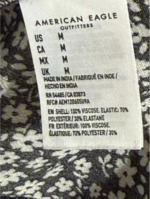 American Eagle black white floral print mini dress size Medium thumbnail 4