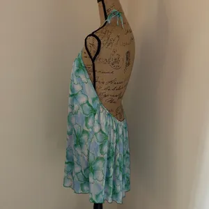 Blue & Green Floral Halter Tunic Dress thumbnail 3