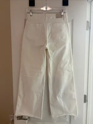 Paige Anessa High Rise Wide Leg Ankle Jeans in Tonal Ecru size 27 thumbnail 6