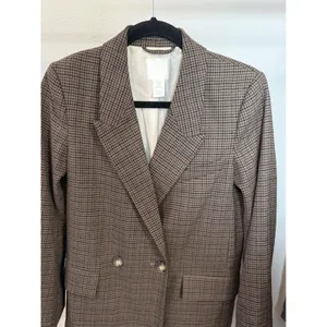 HM Womens Brown Houndstooth‎ Double Breasted Blazer Jacket XS thumbnail 6