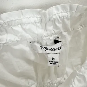 Madewell Smocked Button Front Top Poplin Cotton Eyelet White Stretch Medium NWT thumbnail 9