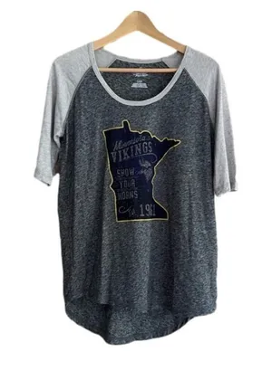 Minnesota Vikings “Show Your Horns” raglan sleeve ringer tee size large thumbnail 1