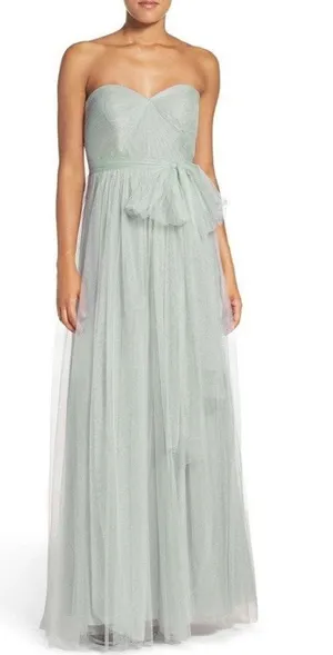 Jenny Yoo Annabelle Strapless Tulle Gown Maxi Dress Size 4 Green Wedding Formal thumbnail 1