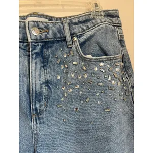LOFT The Wide Leg Bedazzled Jeans High Rise Statement Denim‎ Size 29 thumbnail 5