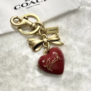 Coach Bow Heart Locket Bag Charm Keychain thumbnail 2