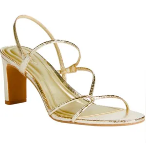 Open Edit Pia Slingback Sandal Gold Metallic Snake Print Block Heel Size 5.5 thumbnail 1