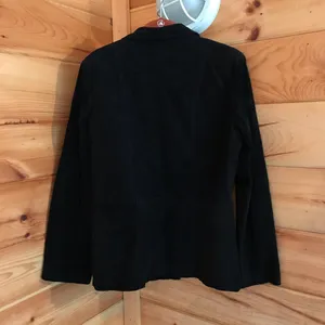 Black Seude Leather Button Up Blazer Style Jacket thumbnail 4