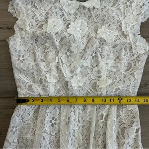 ASOS Off White All Lace Floral Appliqué Cap Sleeve A Line V Back Mini Dress 8 thumbnail 9