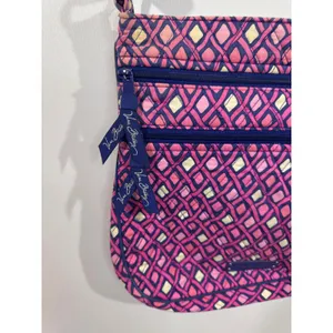 Vera Bradley Katalina Crossbody Bag Pink Blue Diamond Pattern‎ Quilted Boho Chic thumbnail 3