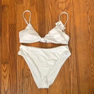 Andie bikini Set‎ Santorini Top 90s High Waisted Bottom White size L NWT/NWOT thumbnail 3