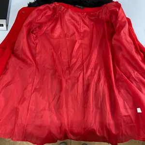 Yiyigiao red cotton faux fur collar peacoat button tiered belted coat XS small‎ thumbnail 10