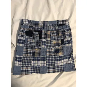 Ann‎ Taylor Loft Skirt Patchwork Plaid Blue Preppy Mini 8 thumbnail 3