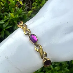 Vintage Avon purple and gold tone infinity link bracelet thumbnail 5