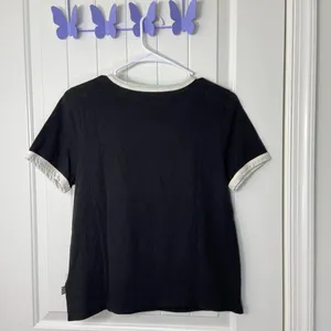 NWOT VANS women’s junior’s black‎ white floral cropped casual tshirt top large thumbnail 5