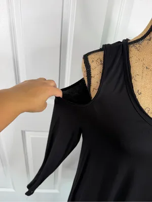 Peace Love World Black Cold Shoulder Modal Tunic Top Size S thumbnail 9