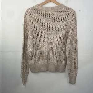 GAP Women's Light Tan open Knit Sweater with shimmery thread size small thumbnail 7