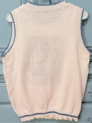White & Blue Fish Knit Sleeveless Vest - Casual Summer Layer EUC - worn once thumbnail 8