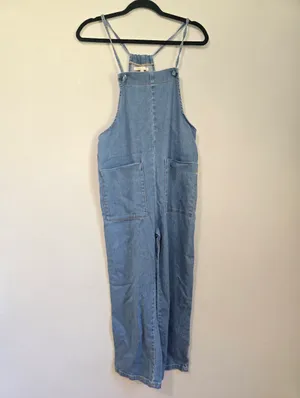 Maje Pinaro Tie shoulder Denim Light Blue Overalls. thumbnail 3
