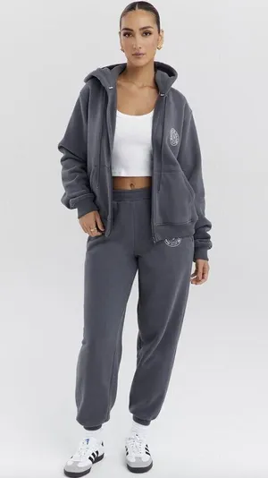 HOUSE OF CB Mirage Cotton Blend Hoodie in Slate Size X-Small thumbnail 4