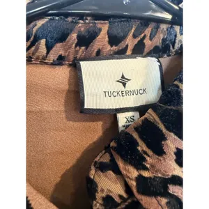Tuckernuck Leopard Print Burnout Ruffle‎ Hem Shirt Dress XS Brown thumbnail 9
