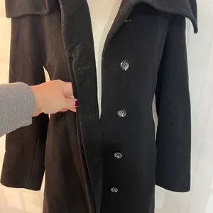 Cole Haan Black Convertible Collar Button Front Wool Cashmere Long Coat Size 4 thumbnail 9