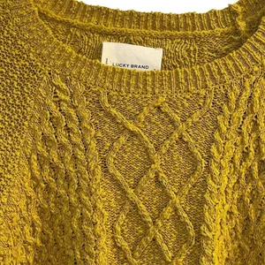 Lucky Brand Women's Cable Knit Crew Sweater Yellow Size S Casual Pullover‎ thumbnail 3