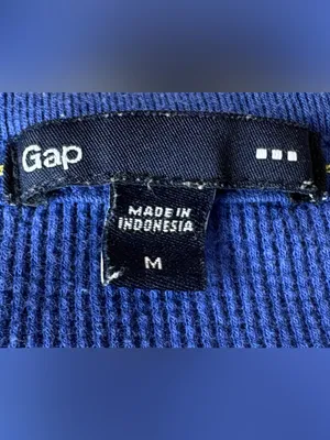 GAP Blue Scoop Neck Long Sleeve Waffle Knit Thermal Top Size Medium thumbnail 3