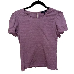 Madewell Lucie Flutter-Sleeve Smocked Bodice Top - Fig Size M thumbnail 2