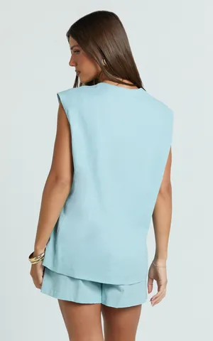 Showpo New Marlee Two Piece Set Linen Look Button Through Vest & Shorts MSRP $109 thumbnail 6