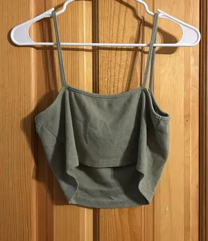 Blushmark Ribbed Green Crop Top Size M thumbnail 2