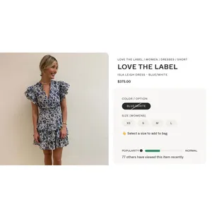 Love The Label Isla Smocked Tie-Back Ruffle Mini Dress XS Boho Date Floral‎ thumbnail 3