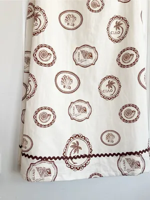 Kivari • Anthropologie Ciao Strapless Maxi Dress white linen print rickrack thumbnail 10