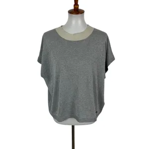 Anthropologie Numph Knit Top Small Gray Sleeveless Shimmer Minimalist Chic thumbnail 2