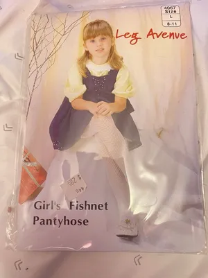 Girls White Fishnet Tights‎ Size Medium 4-7 By Leg Avenue thumbnail 1