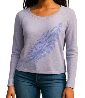 Aeropostale Live Love Dream Purple Sequin Feather Sweater Large thumbnail 1