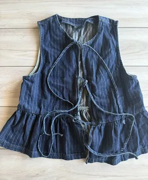 ASOS Top en jean noué devant Blue Size 12/14 NWOT thumbnail 1