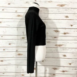Zara W & B Cropped Mockneck Long Sleeve Tee - Black - Medium thumbnail 9