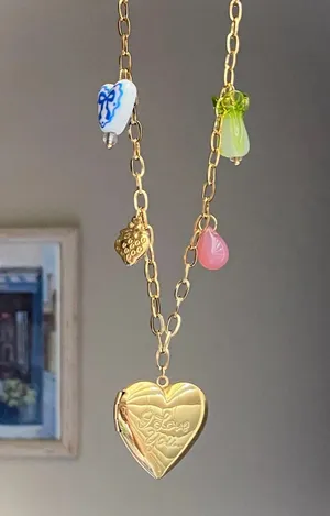 Handmade vintage cottage retro boho fairy coquette style quality material mix gold tone stainless steel necklace🩷 thumbnail 6