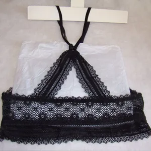 Victoria’s Secret Black High Neck Floral Lace Bralette Bra Size Small thumbnail 6