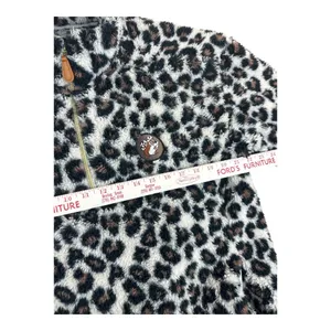 Buc-ee's Women L Leopard Print High Pile Fleece Quarter Zip Pullover Beaver thumbnail 5