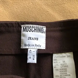 MOSCHINO | Brown Velvet Trim Pencil Skirt Sz 8 thumbnail 5